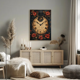 Vintage Clock with Roses Artistic Cultural Heritage Poster