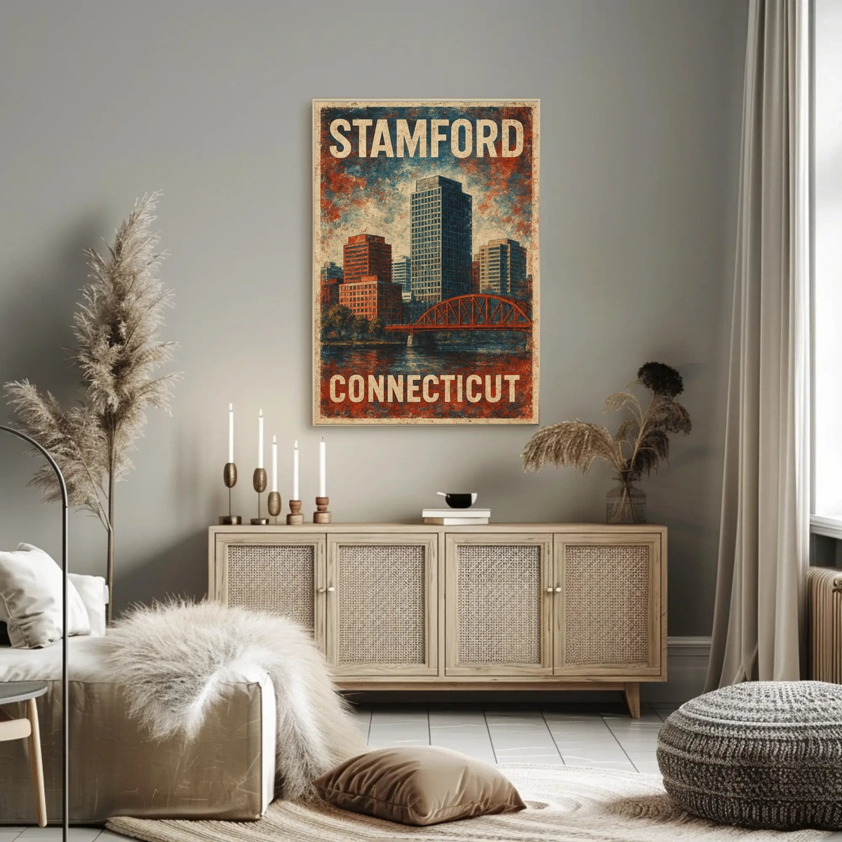 Stamford Cityscape Vintage Collectors Poster