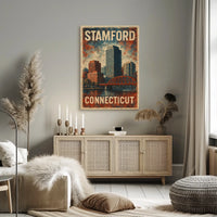 Stamford Cityscape Vintage Collectors Poster