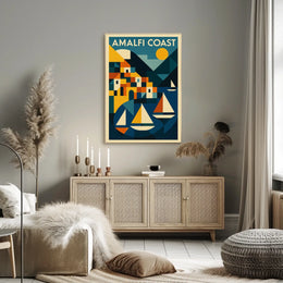 Amalfi Coast Geometric Art Poster Coastal Wall Art Print