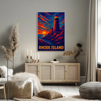 Rhode Island Lighthouse At Sunset Poster
