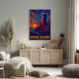 Rhode Island Lighthouse At Sunset Poster
