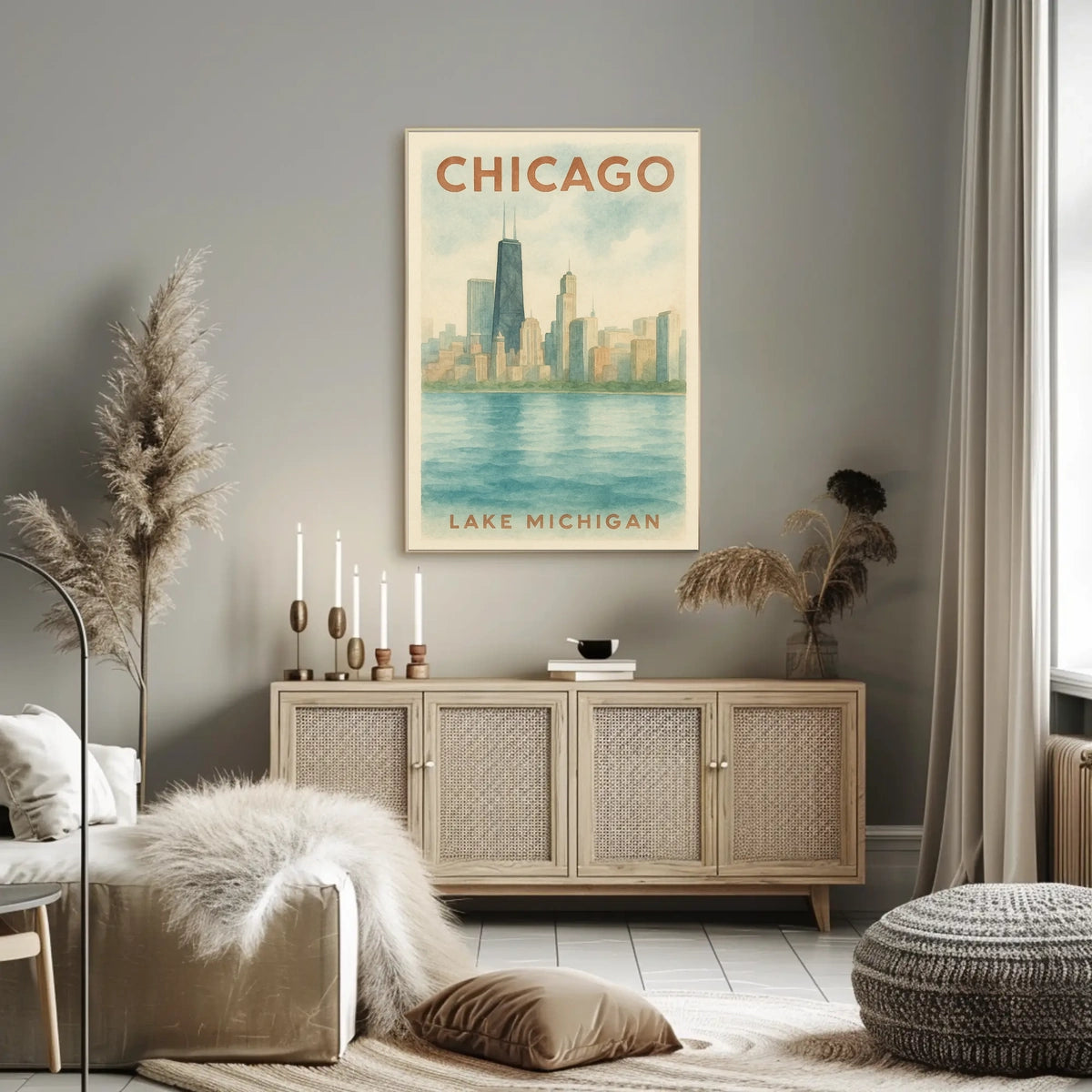 Chicago Skyline Lake Michigan Poster