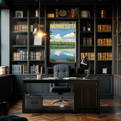 Minnesota’s Tranquil Lakes Vintage Travel Poster