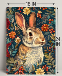 Enchanted Rabbit with Vibrant Flowers Animal Poster