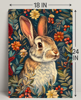 Enchanted Rabbit with Vibrant Flowers Animal Poster