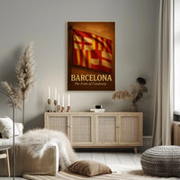 Barcelona and Catalonia Pride Flag Vintage Map Poster