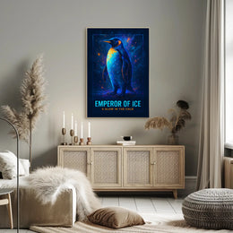 Emperor Penguin Poster Neon Glow Wall Art Print