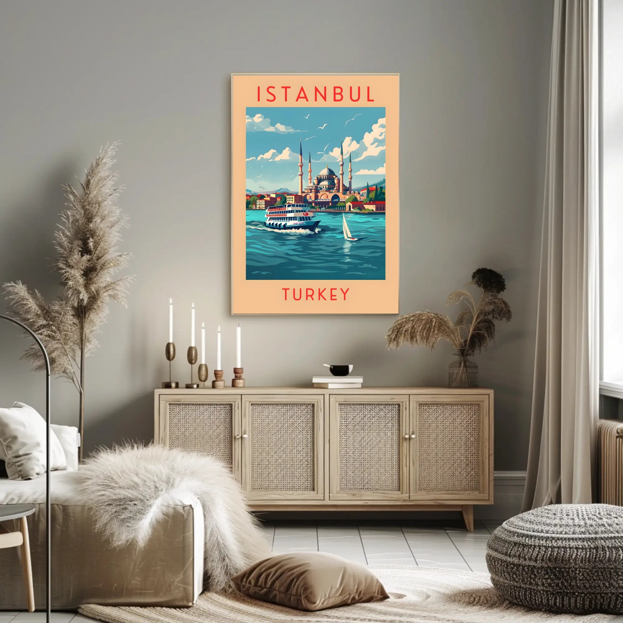 Istanbul Cityscape with Iconic Mosque Travel Poster