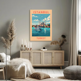 Istanbul Cityscape with Iconic Mosque Travel Poster