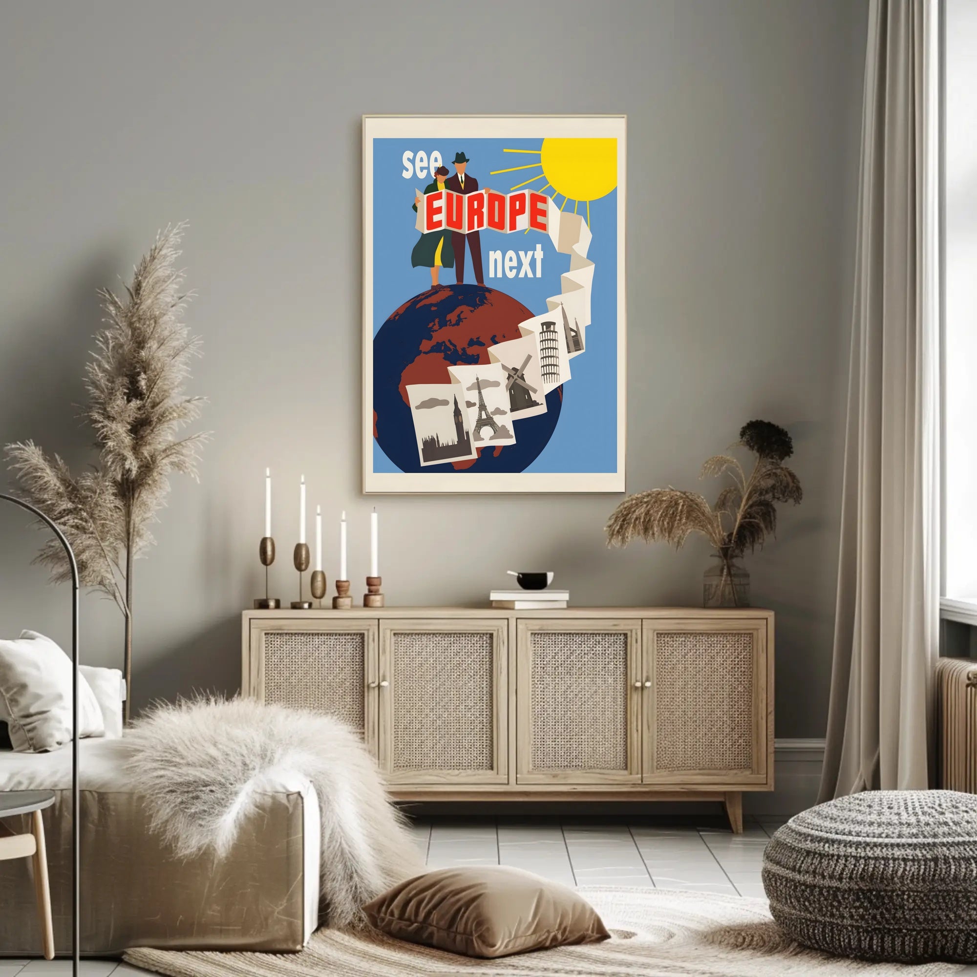 Retro European Adventure Unfolded: Travel Poster