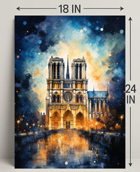 Notre-Dame De Paris A Nighttime Poster