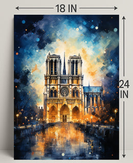 Notre-Dame De Paris A Nighttime Poster