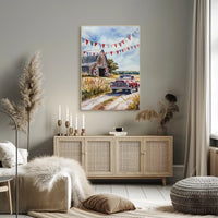Rustic Barn And Vintage Truck Scene At Dusk Rural Poster