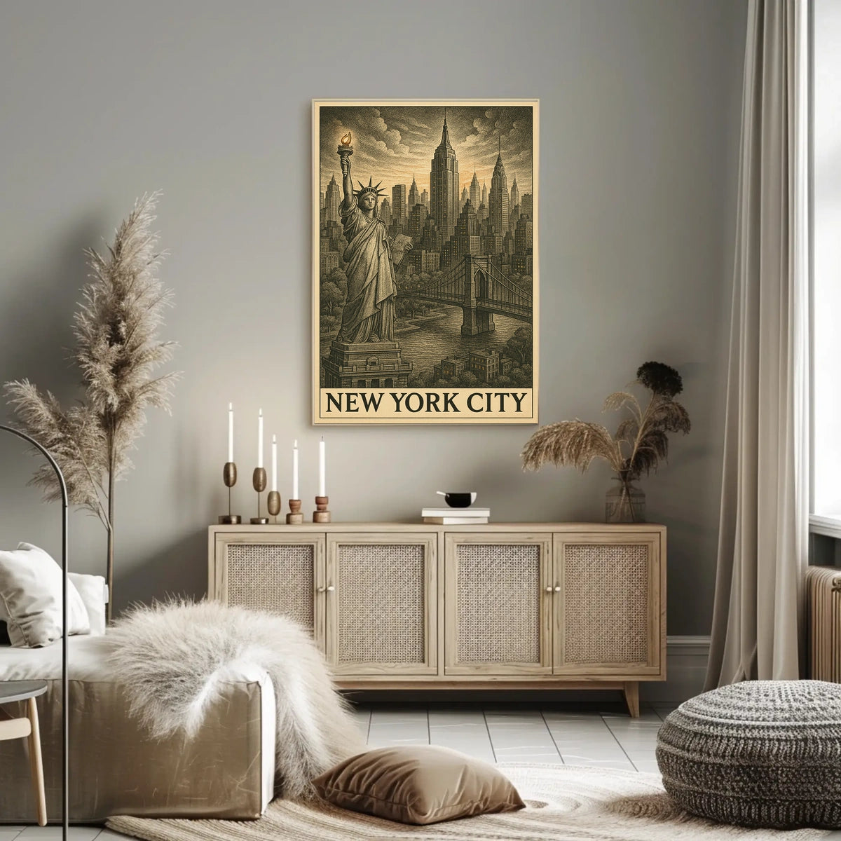 Iconic New York City Poster Vintage Skyline Art for Home