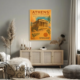 Athens Parthenon Vintage Travel Poster