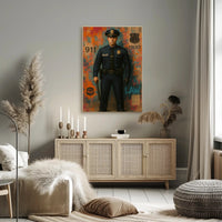 Bold Police Officer Portrait for Law, Order, and Justice Poster
