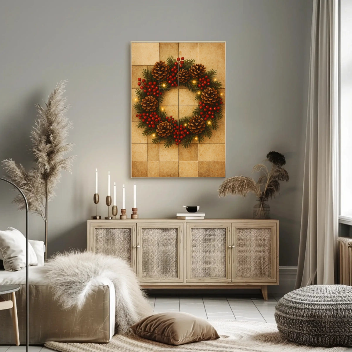 Festive Holiday Wreath Poster