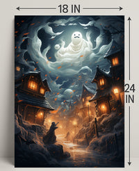 Enchanted Village Under Ghostly Skies Poster