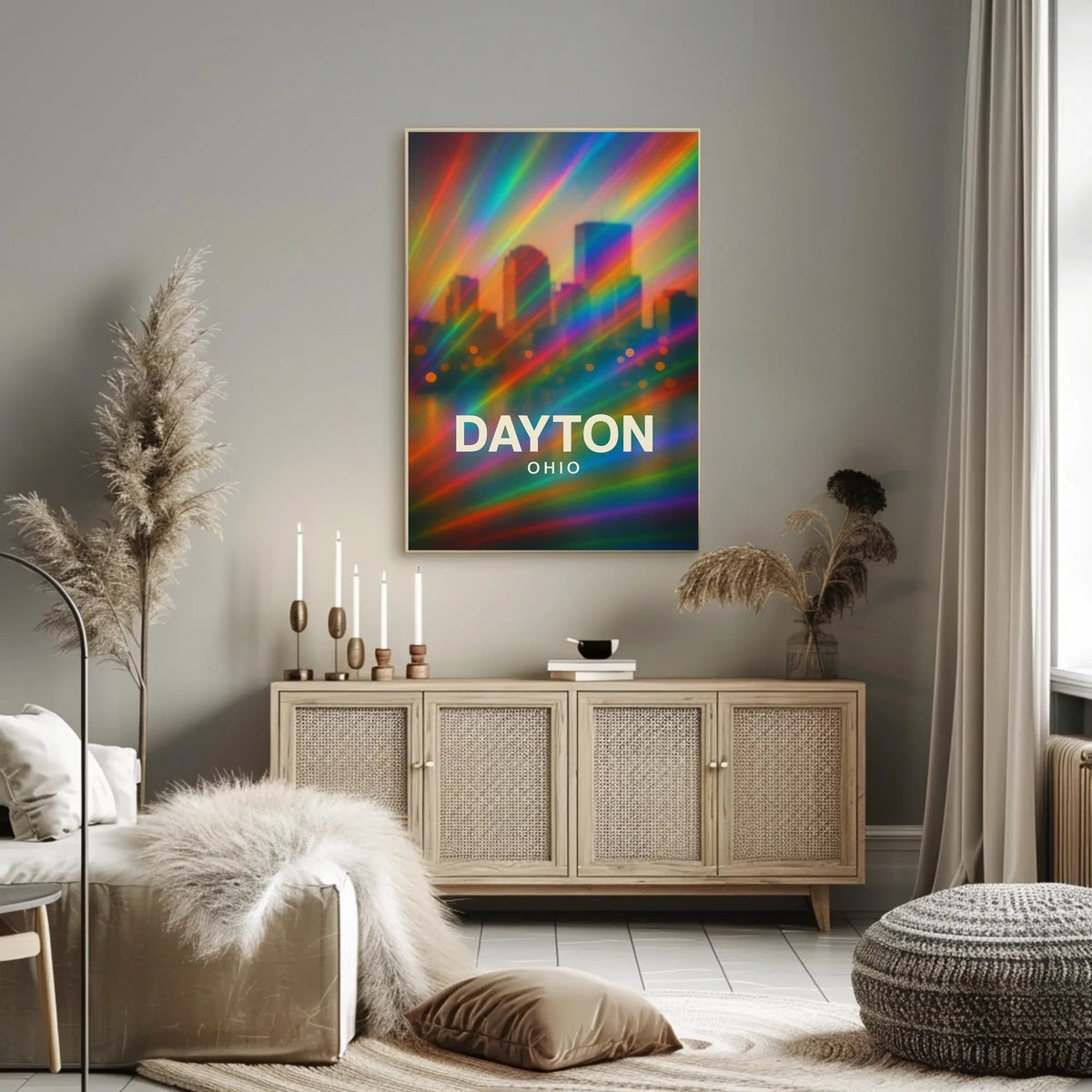 Dayton Ohio Cityscape Digital Painting Decor Lovers Poster