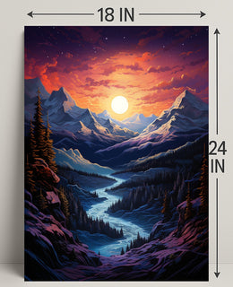 Majestic Mountain Sunset Poster