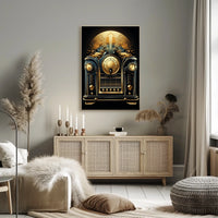 Vintage Art Deco Radio with Intricate Gold Detailing Poster