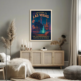 Las Vegas Vintage Travel Poster: Iconic Landmarks & Glamour