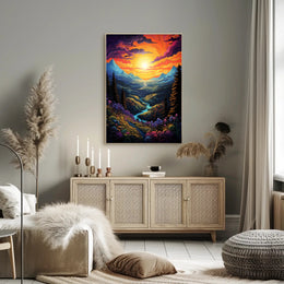 Vibrant Fantasy Landscape Sunrise Sunset National Park Poster