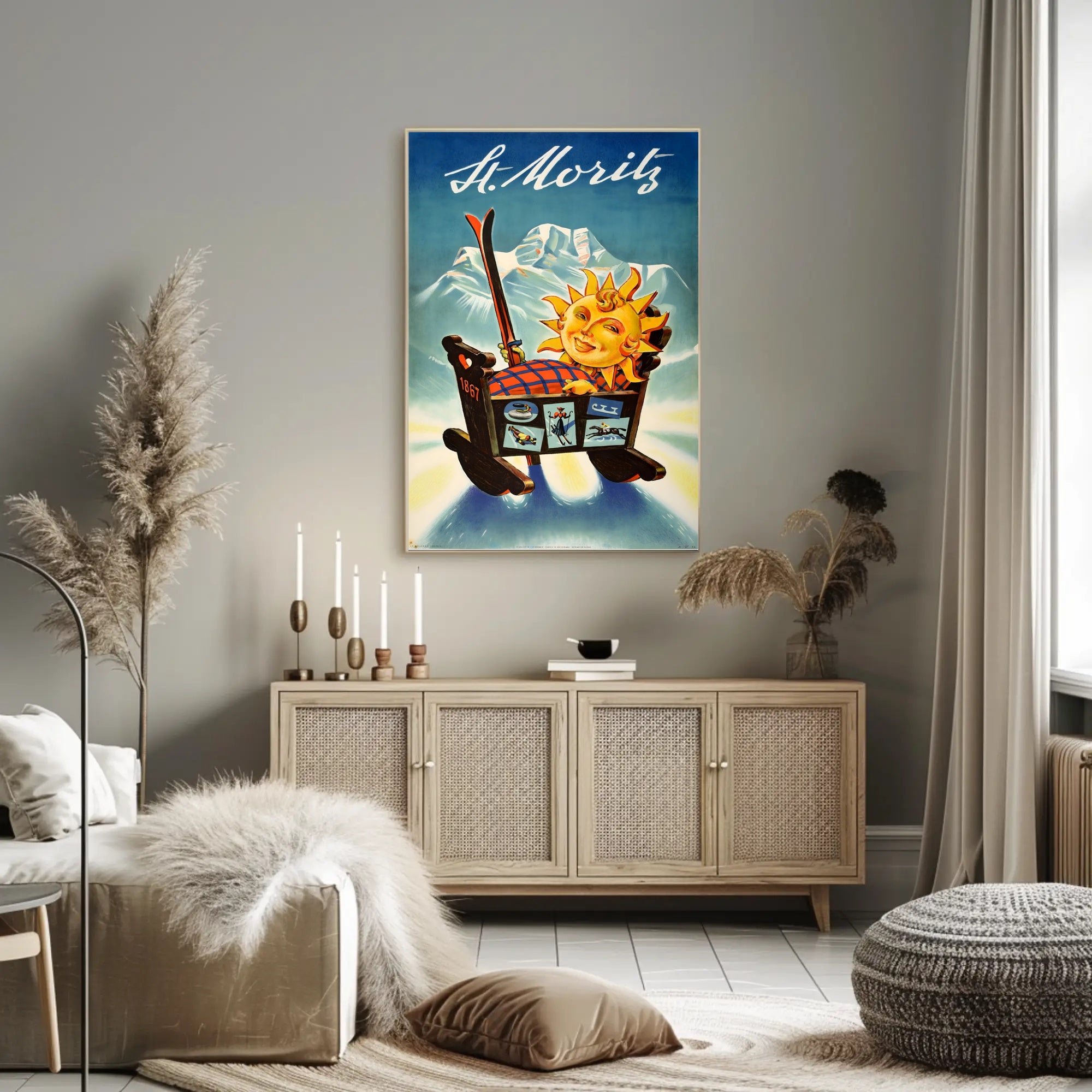 St. Moritz Sun Sled Adventure Poster PosterGoat