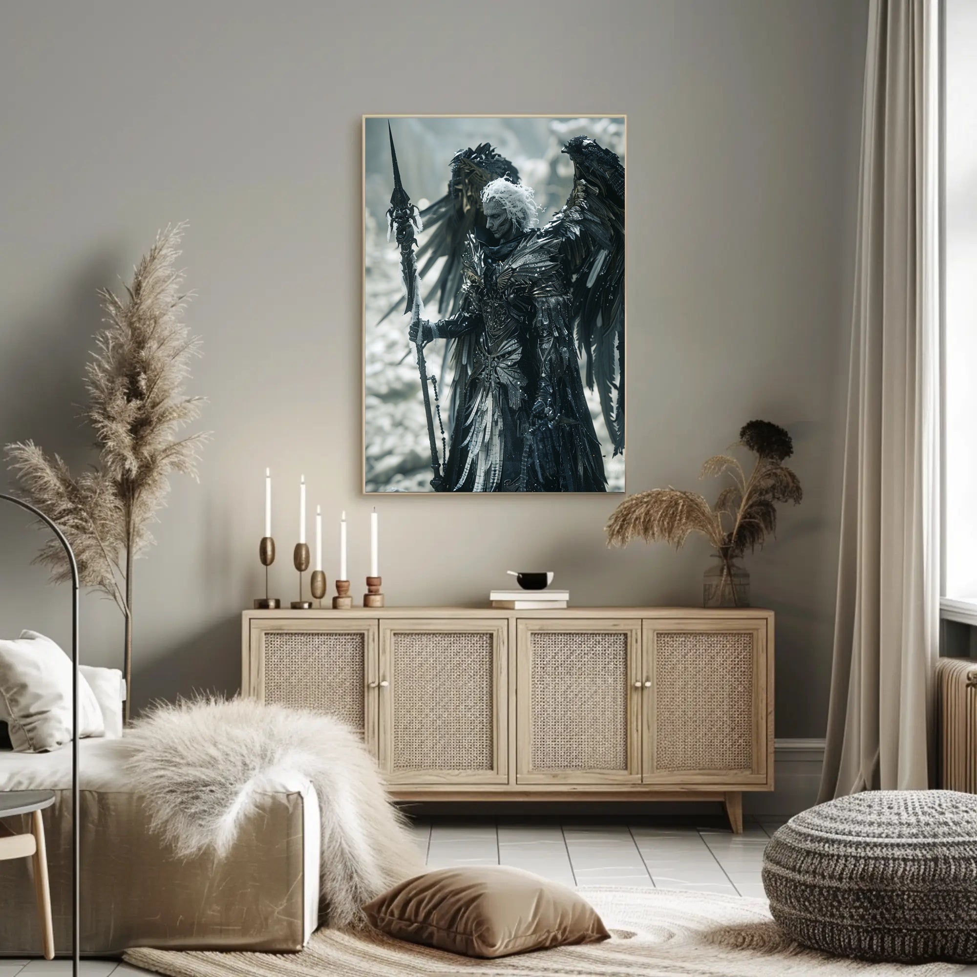 Mystical Warrior: Winged Guardian in Fantasy Poster PosterGoat