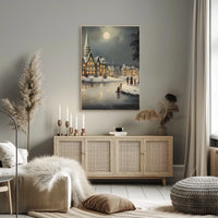 Winter Village Scene Poster