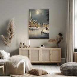 Winter Village Scene Poster