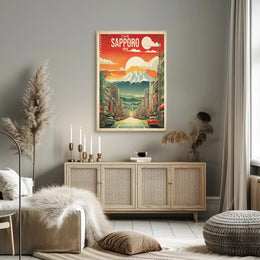 Retro Sapporo Japan Scene Vintage Travel Poster
