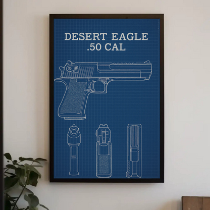 Desert Eagle 50 Cal Blueprint Side Front Views Poster