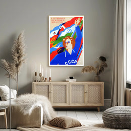 Soviet Athlete Triumph Vintage Sports Propaganda Poster