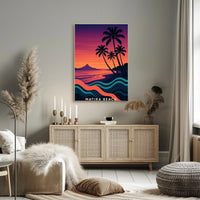 Matira Beach Retro Sunset Travel Poster PosterGoat