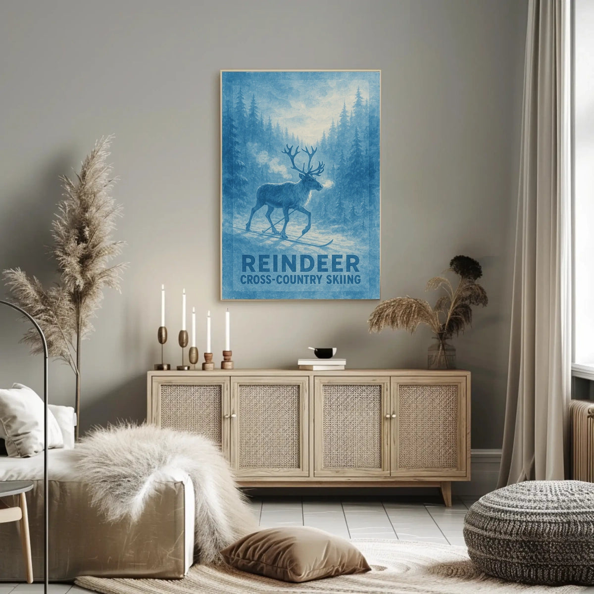 Reindeer Cross-Country Skiing Poster