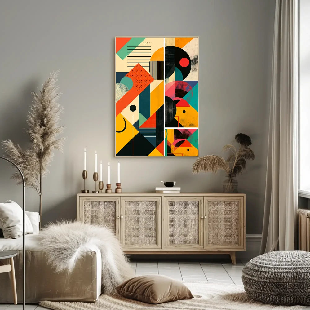 Dynamic Geometric Shapes in Vibrant Colors Abstract or Artistic Poster
