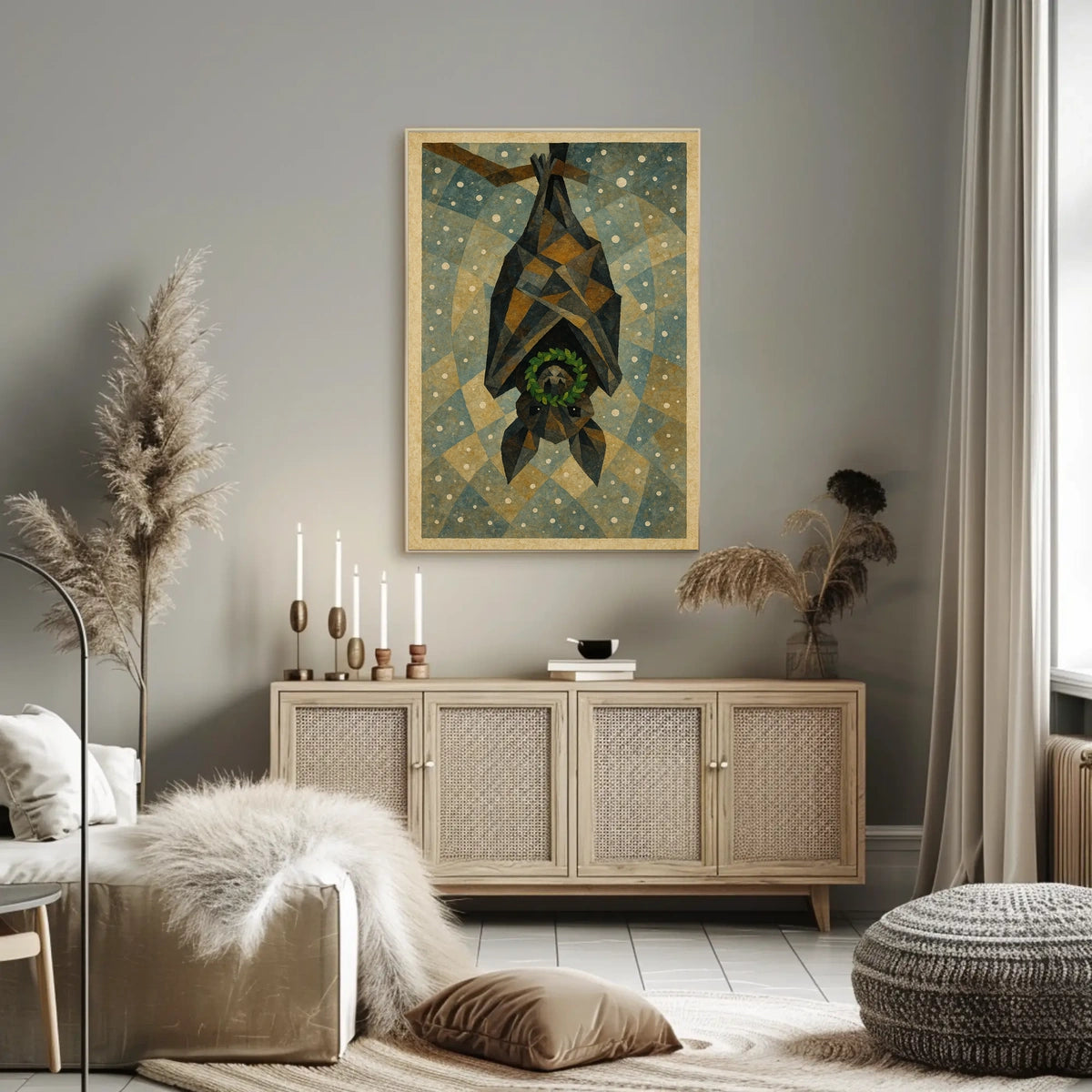 Geometric Bat Art Poster