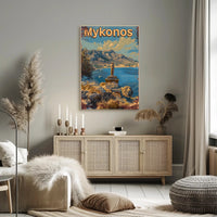 Scenic Mykonos Vintage Travel Art Poster
