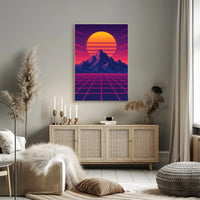 Retro-Futuristic Synthwave Sunset Futuristic Sci-Fi Poster