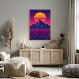 Retro-Futuristic Synthwave Sunset Futuristic Sci-Fi Poster