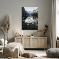 Serene Alpine Lake Photorealistic Nature Poster Art
