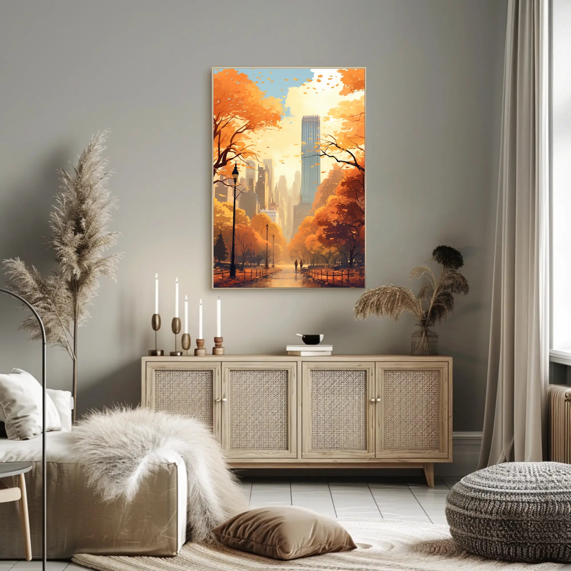 Central Park Autumn Escape in Abstract Artistic Poster
