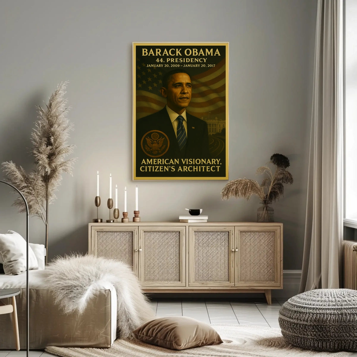 Barack Obama Stylized Presidential Portrait Historical Poster