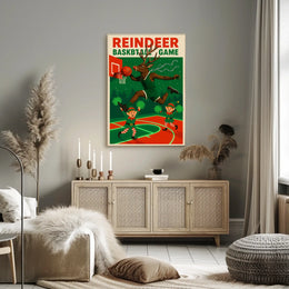 Reindeer Basketball Game Poster