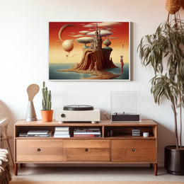 Whimsical Castle Fantasy Scene Surreal Art Poster