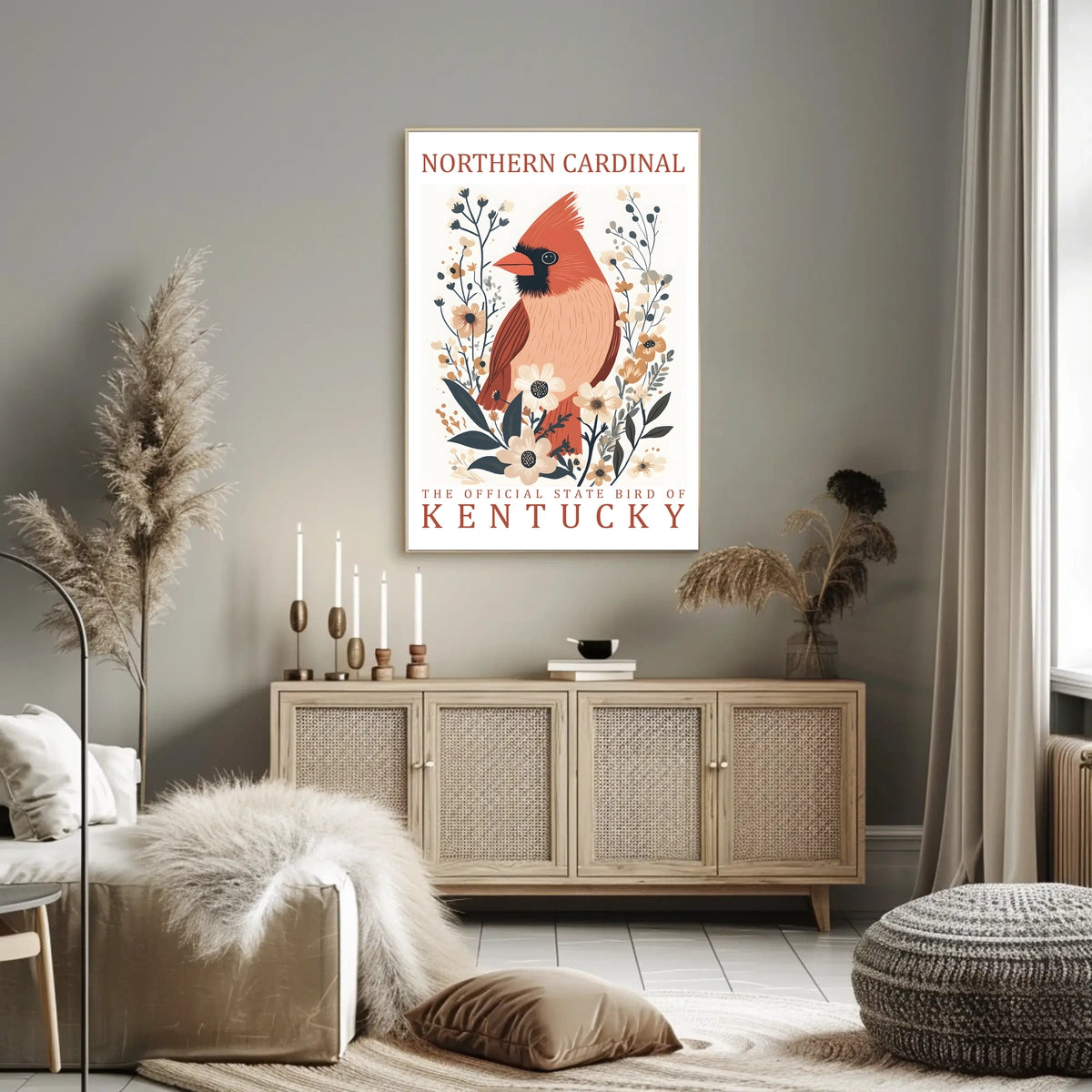 Northern Cardinal Kentucky State Bird Poster Art