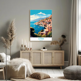 Vibrant Coastal Town Travel Poster