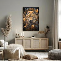 Mystic Wolf Floral Fantasy Animal Poster
